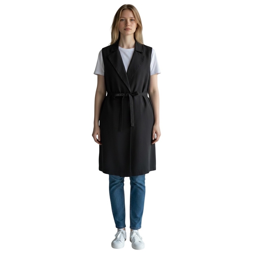 Saks Fifth Avenue Trench Vest Belted Size Medium